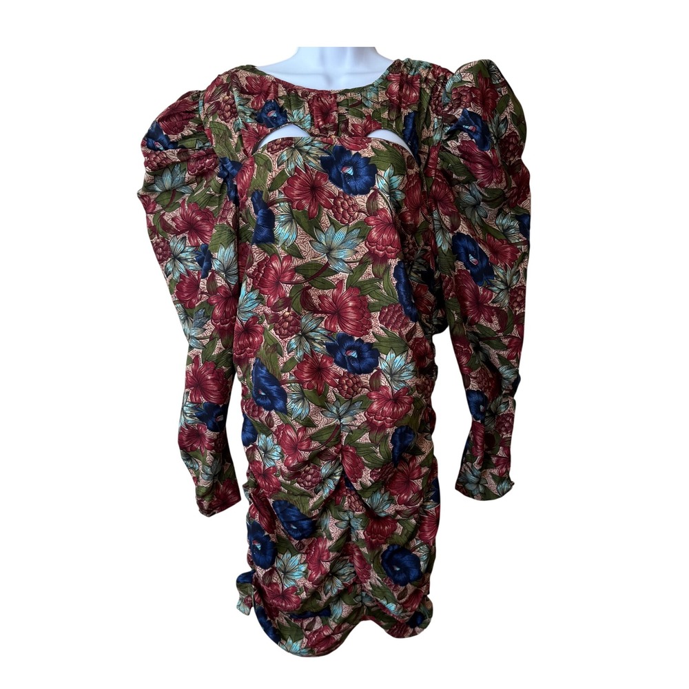 Walter Baker Floral Cutout Bodycon Dress Size 12 Puff Sleeve‎ Ruched Party